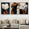 Classic Abstract Wall Art Black Woman Girl with Flowers Canvas Print Poster Printing Poster Home Living Room Bedroom Decoration