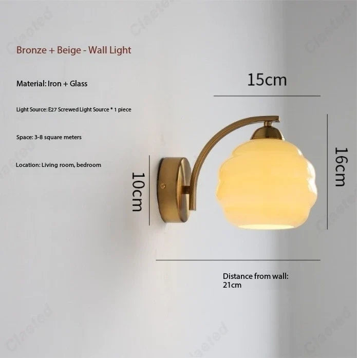 European New LED Retro Glass Wall Lamp Living Room Corridor Bedroom Bedside Decorative Lighting E27