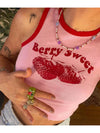 2024 Pink Print Y2k Tank Top Summer Off Shoulder O Neck Sleeveless Fashion 90s Vintage Crop Tops Women Casual Sexy