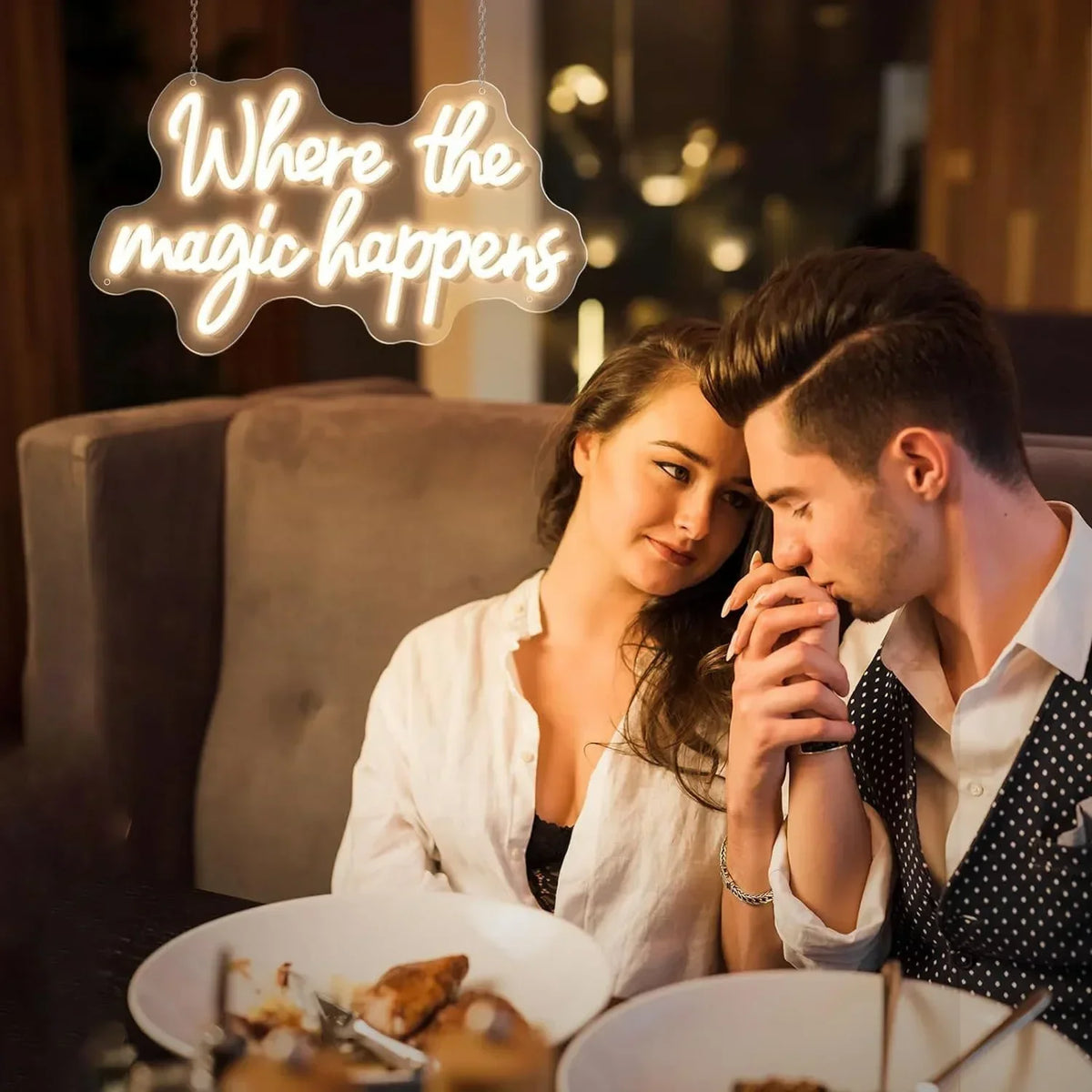 Where The Magic Happens Neon Wall Decoration USB Powered Large LED Neon Lights For Weddings Bedrooms Birthday Game Room Decor