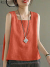 ZANZEA Summer Tanks Tops Women Square Neck Sleeveless Blouse Elegant Cotton Shirt Casual Solid Holiday Beach Blusas Female Tunic