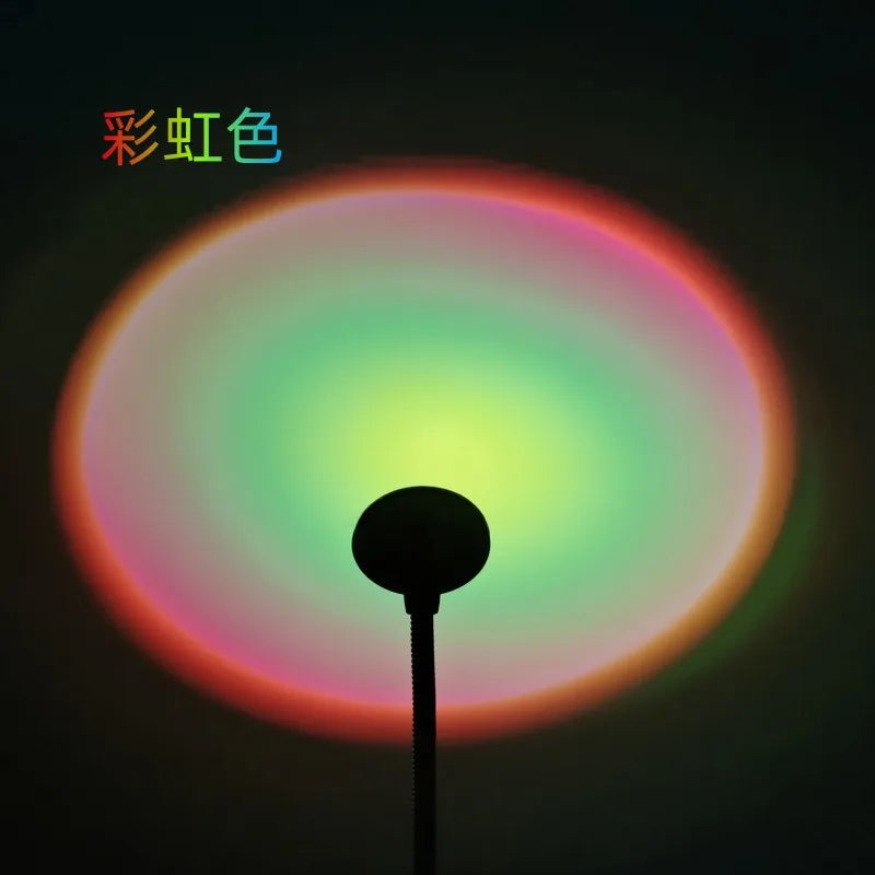 USB Sunset Projection Lamp Rainbow Atmosphere Night Light Sunset Light for Photography Selfie Wall Decoration Tiktok Table Lamp