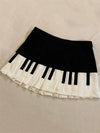 Spring Black White Spliced Women Short Skirt Y2k Slim Design Harajuku Mini Skirt Female Empire Korea Style Chic Piano Skirt