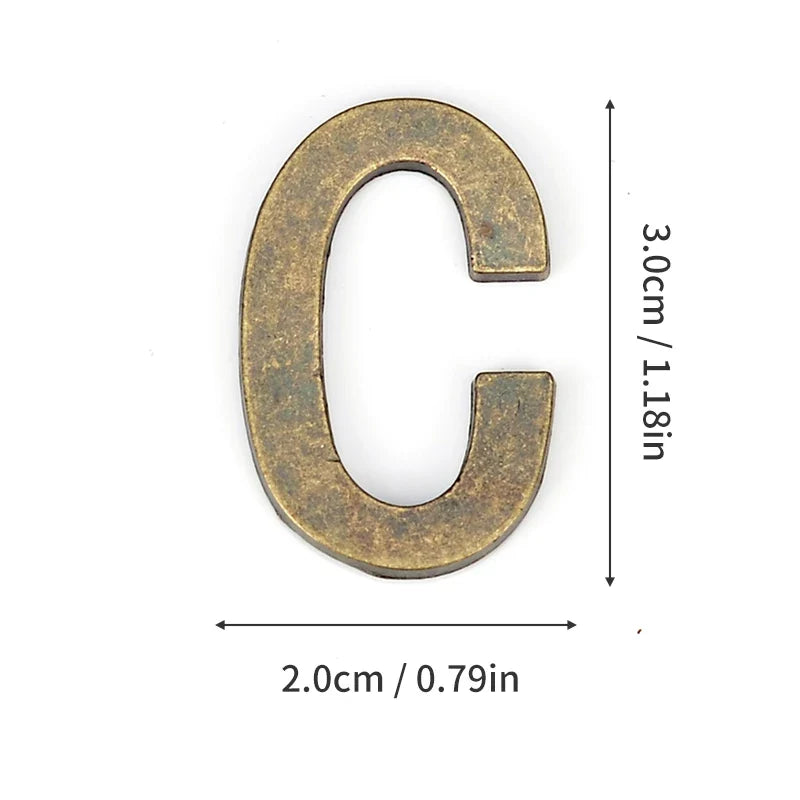 Metal Self Adhesive House Number English Alphabet Letters for Apartment Room Door Plate Table Mailbox Number Stickers 3*2cm
