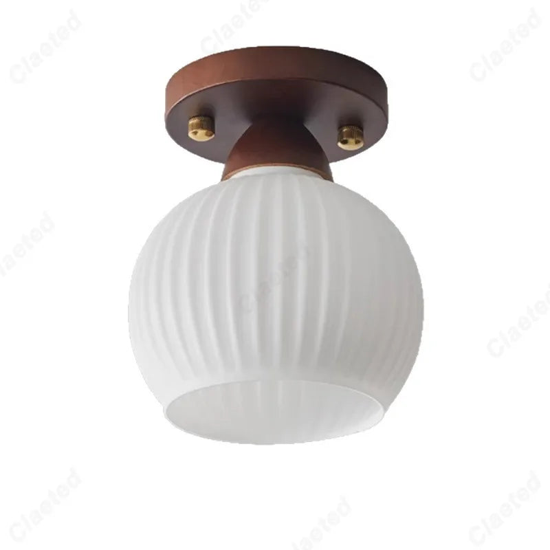 New Japanese LED Cream Wind Glass Ceiling Lamp Living Room Dining Room Porch Aisle Balcony Decorative Lighting