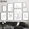 Abstract Pet Dog Cat Poster Canvas Painting Line Drawing Wall Poster Black White Minimalist Art Prints Nordic Picture Home Decor