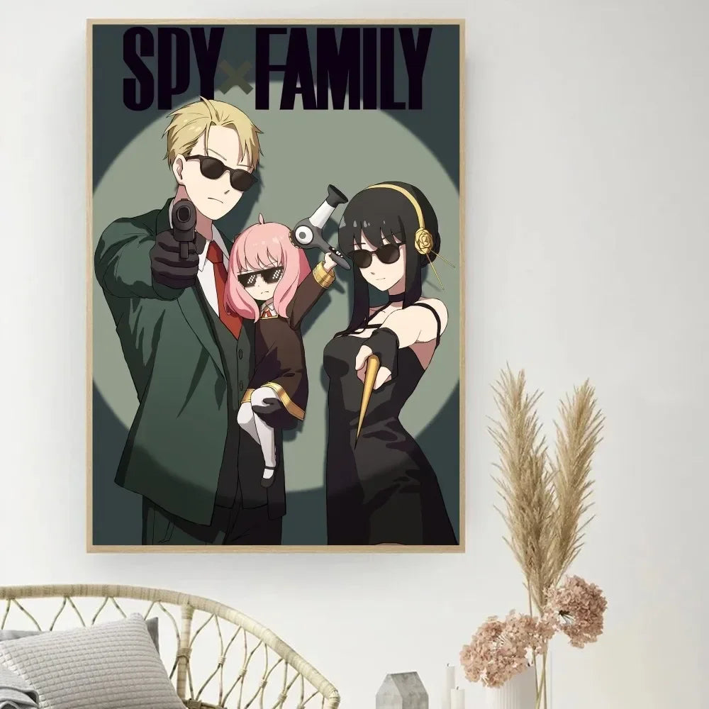 Classic Retro Wall Art, Anime "Spy X Family", HD Canvas Printed Poster, Home Living Room Bedroom Decorative Painting