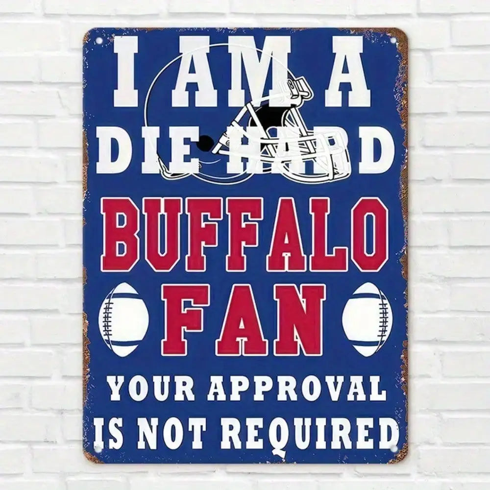 Buffalo Bills Metal Sign, Football Fan Cave Man Decor, Sports Bar Office Man Cave Wall Plaque