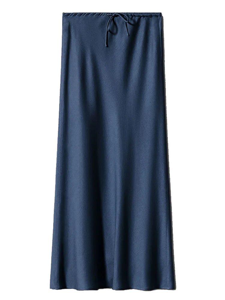 Long Satin Skirts Women Dark Green Luxury Spring Summer Maxi Straight Black Skirt Long Shining Satin Skirt Maxi Brown Ladies