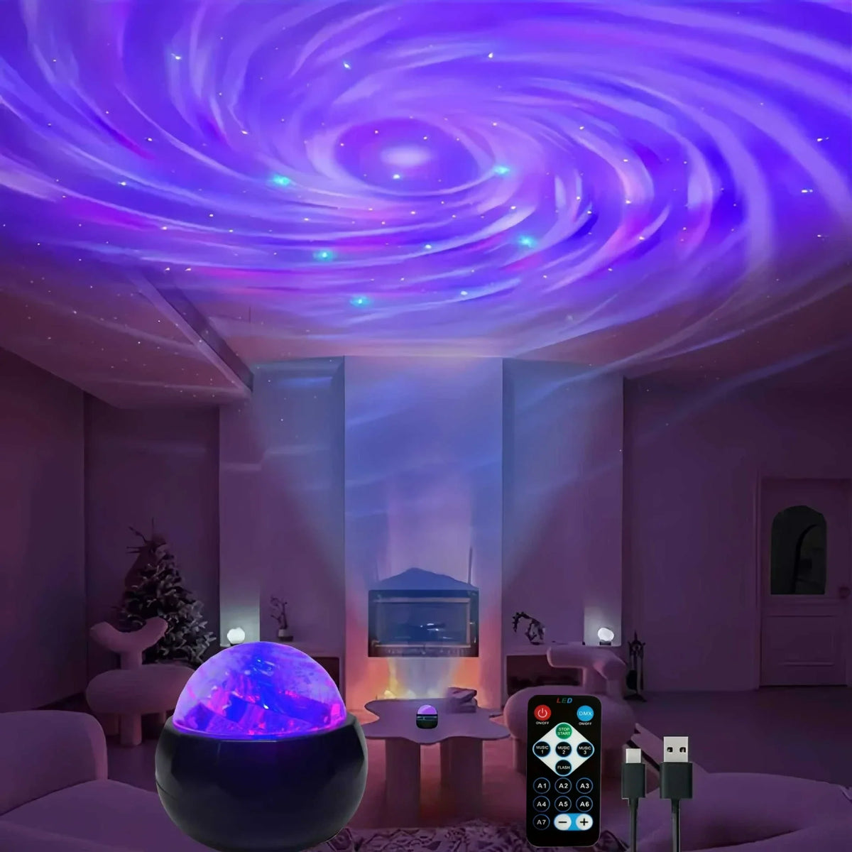 Northern Lights Starry Sky Projector Lamp LED Atmosphere Light Night Aura Aurora Glowing Lamp for Room Party Decoration Gifts