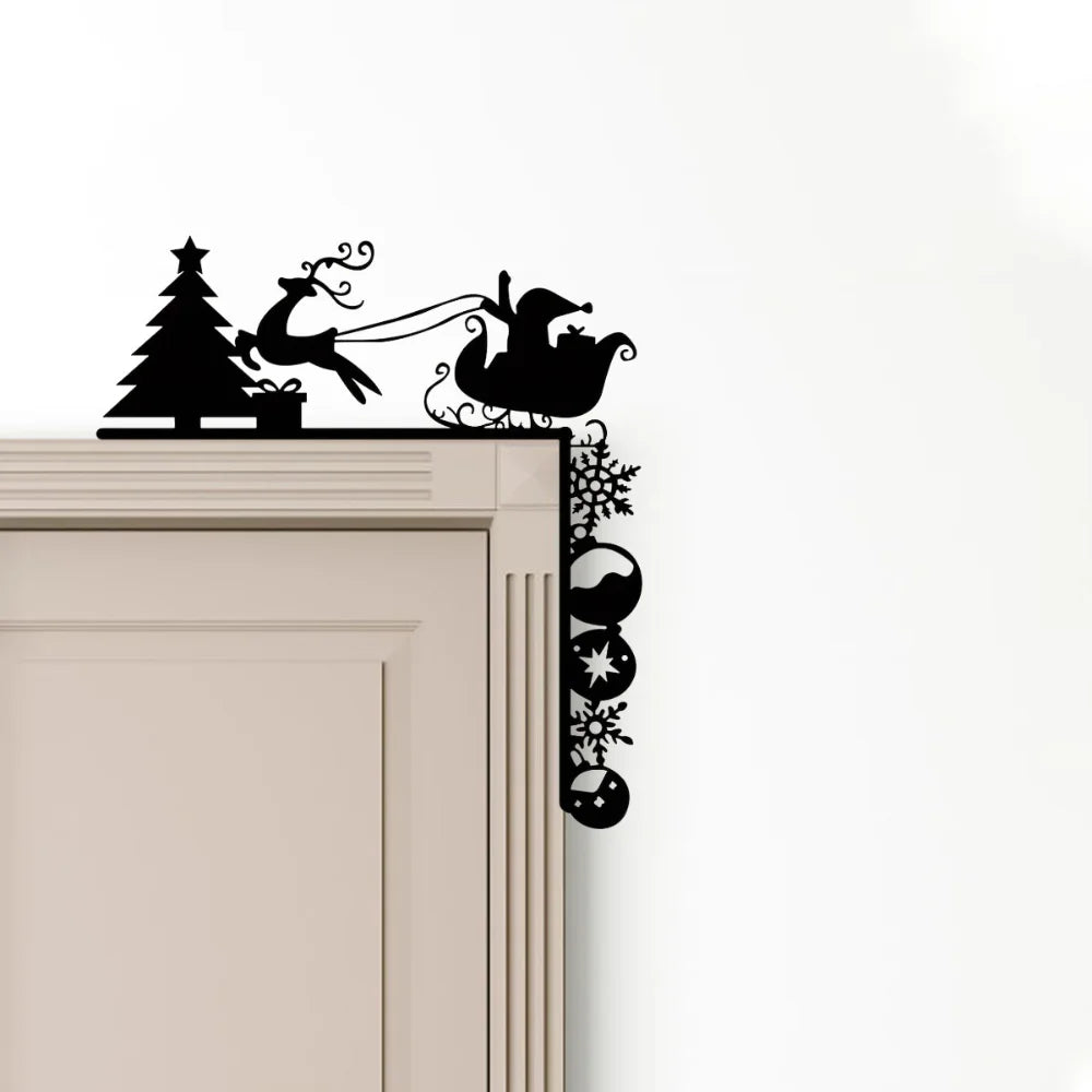 Charming Metal Sleigh Wall Stickers: Ideal for Door Corner Decorations, Christmas Party Decor and Stylish Metal Wall Hanging