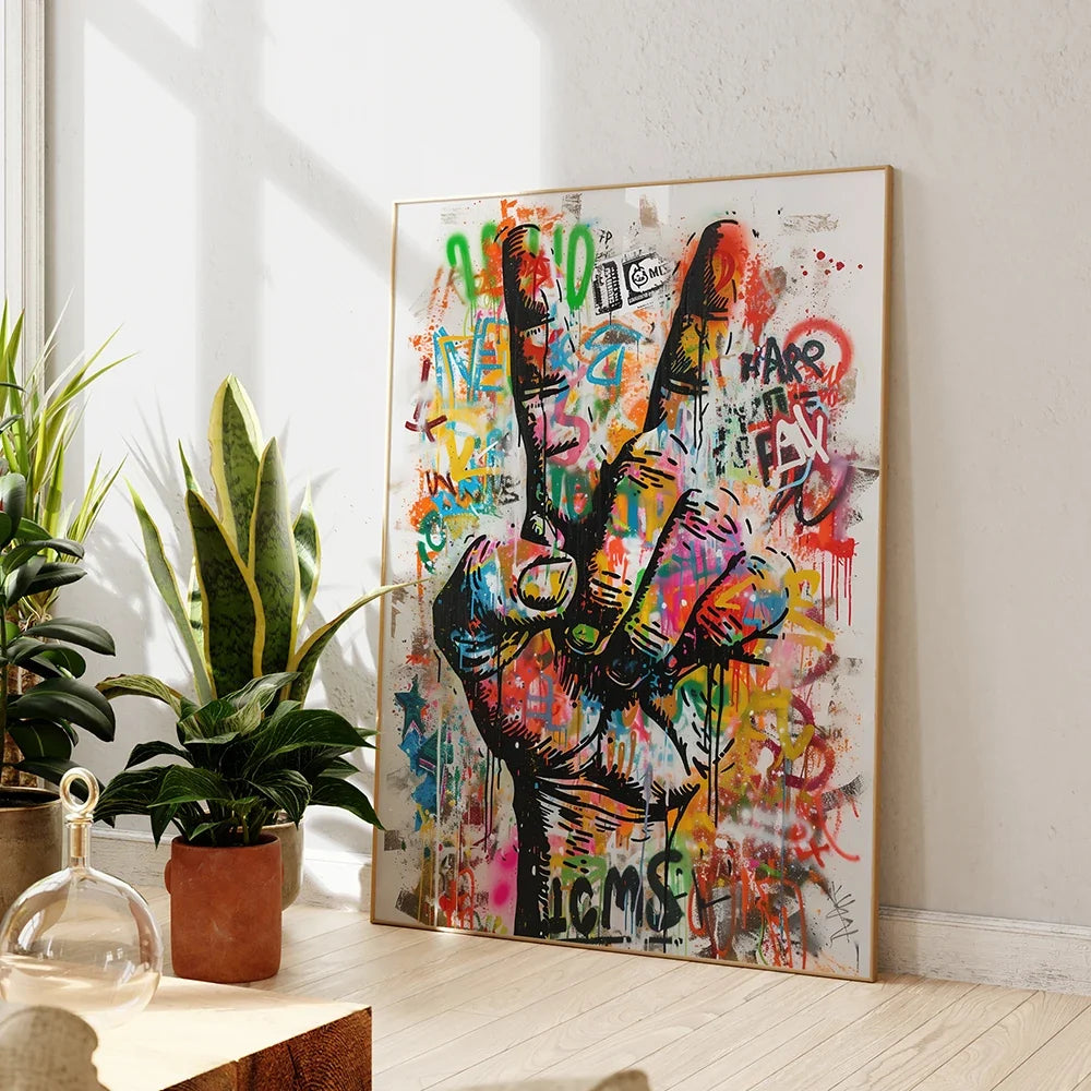 Modern Pop Art Street Graffiti Abstract Yes Gesture Wall Art Canvas Painting Posters For Living Room Bedroom Home Decor