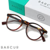 BARCUR Simple Men’s Presbyopia Glasses Comfortable Lightweight Leopard Pattern PC Anti-Slip Round Frame Transparent Acrylic Lenses for Women’s Reading Glasses