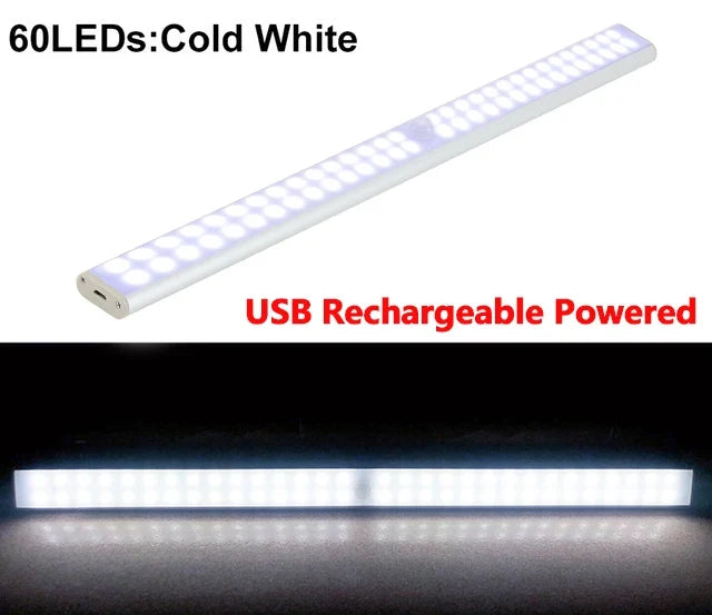 LED Under Cabinet Night Light Motion Sensor Closet Light Kitchen Bedroom Lighting Wall Lamp With Magnetic Strip USB Rechargeable