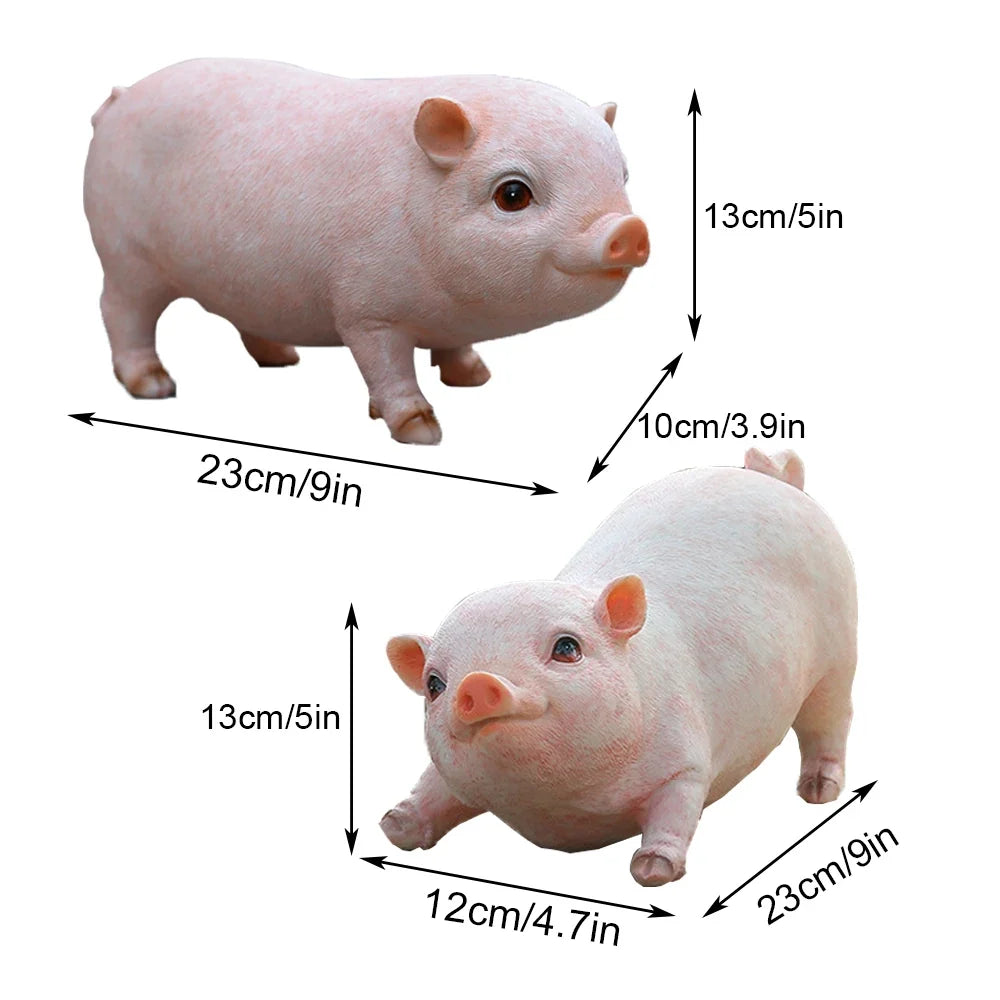 Cute Pink Piggy Resin Statue, Figures Pig DIY Crafts,Garden Decoration, For Tabletop Yard Lawn Porch Balcony Patio Outdoor Decor