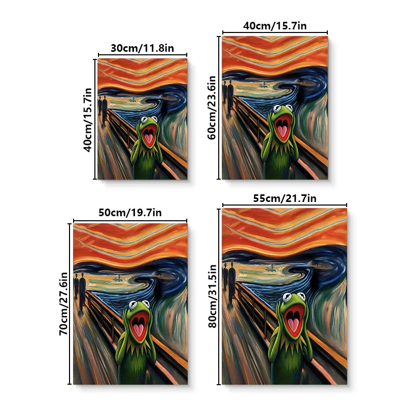 Modern Abstract Wall Art Screaming Frog Painting HD Canvas Print Poster Home Living Room Bedroom Classroom Decoration