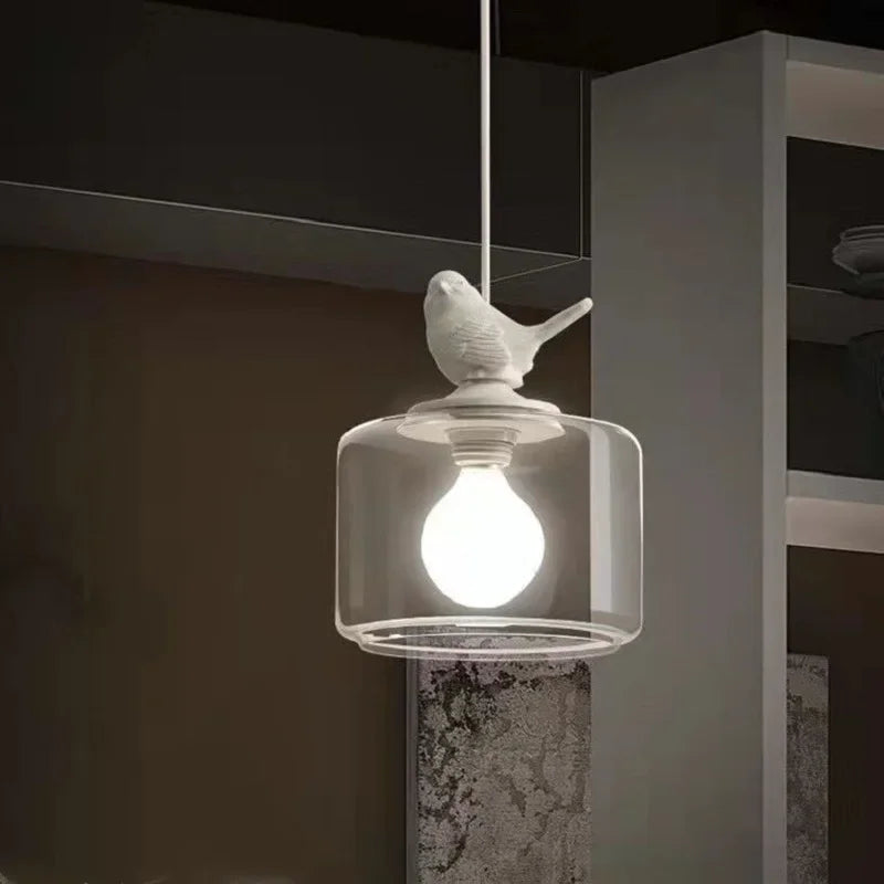 Birds Glass Pendant Lights For Dining Room Kitchen Bedroom Homestay Suspension Hanging Lamp E27 LED Christmas Gift Drop Shipping