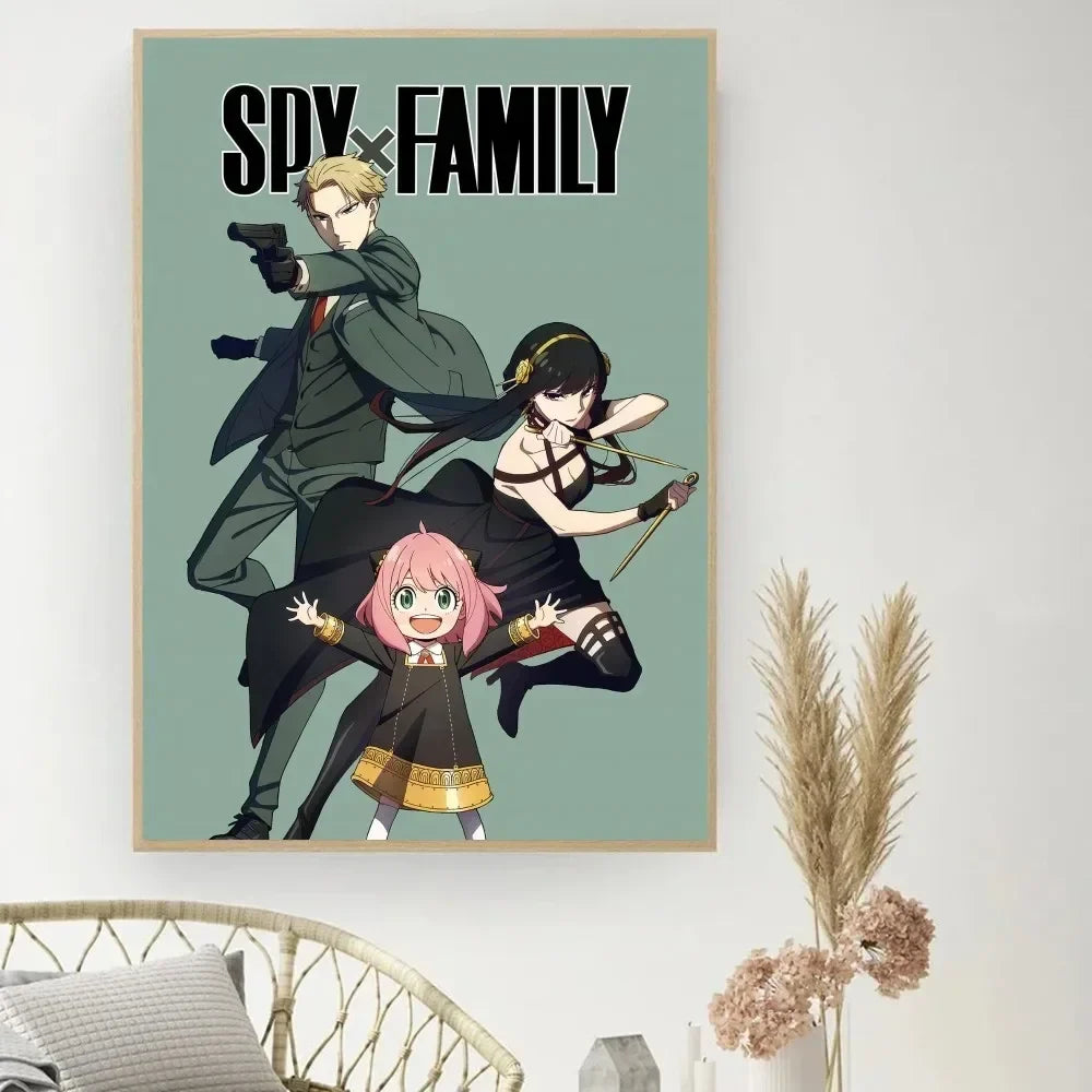 Classic Retro Wall Art, Anime "Spy X Family", HD Canvas Printed Poster, Home Living Room Bedroom Decorative Painting