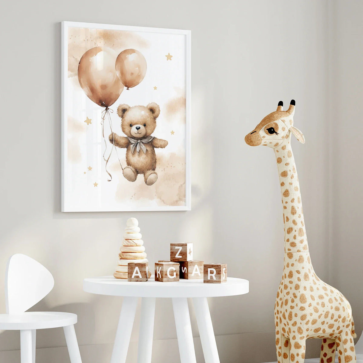 3pcs Cartoon Children Yellow Teddy Bear Vehicle Wall Art Prints Canvas Painting Poster Picture For Living Room Home Decor