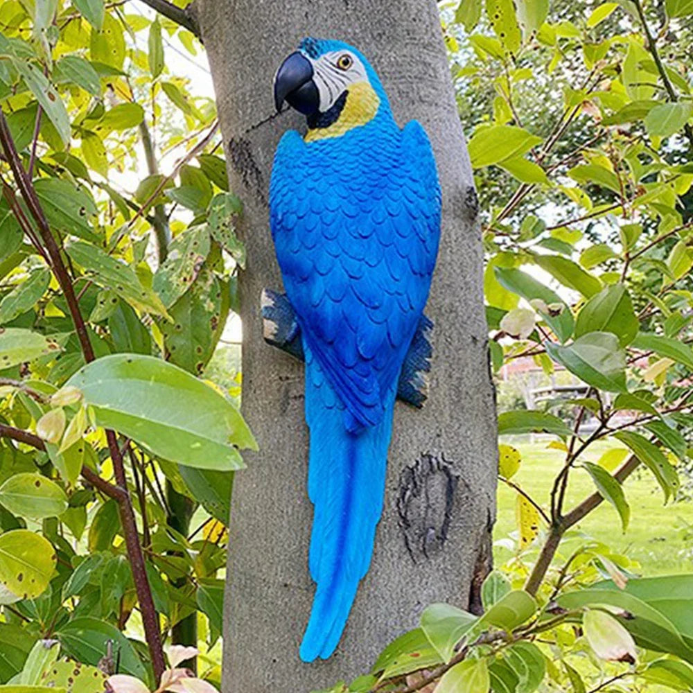 1pc Wall Mounted Parrot Statue, Simulation Outdoor Garden Resin Crafts,Landscaping DIY Garden Sculptures, Yard Lawn Home Decor