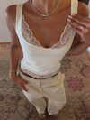 Dulzura Square Collar Backless Slim Lace Ruffles Patchwork Tank Top Women'S Fashion Sexy Y2K Top Party Vacation Summer Clothes
