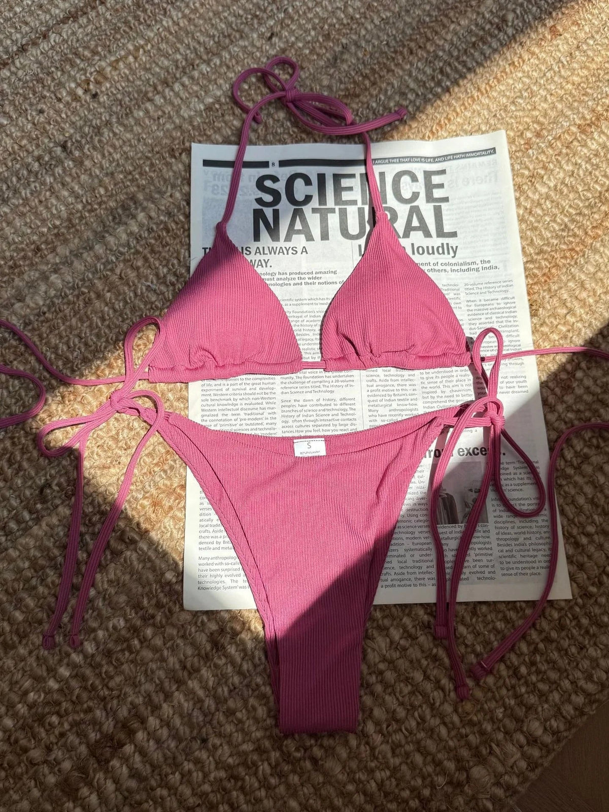 Sexy Brown Bikini 2026 Women Solid Red Halter Push Up Bra Tie Side Triangle Swimsuit Summer Bathing Suit Lace Up Micro Swimwear