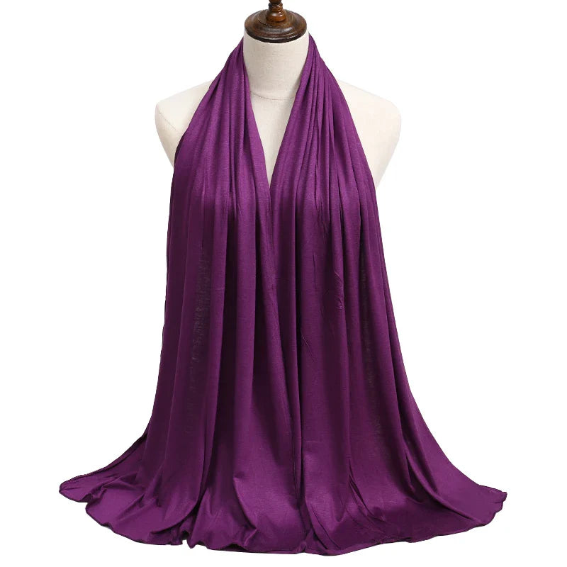 New Jersey Womens Muslim Ramadan Fashion Modal Cotton Jersey Hijab Womens High Quality Solid Color Soft Hijab Long African Scarf
