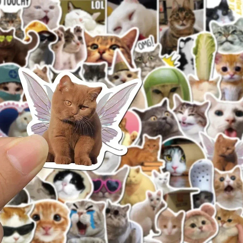 50Pcs Kawaii Funny Cat Stickers Pack Waterproof Laptop Phone Scrapbooking Motorcycle Car Korean Decal Sticker for Kids Toys