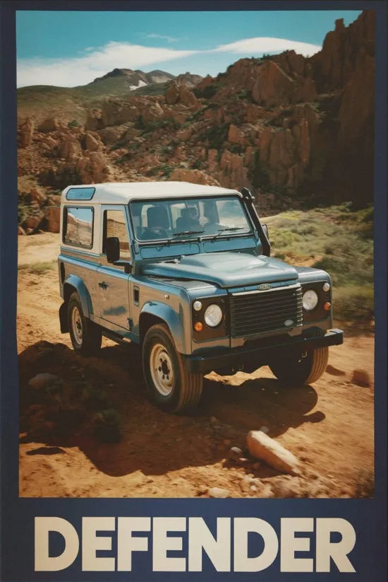 L-and-R-over Defender 90 Offroad Poster Classic Retro Automotive Poster Canvas Prints Classic Off-road Vehicle Aesthetic Print