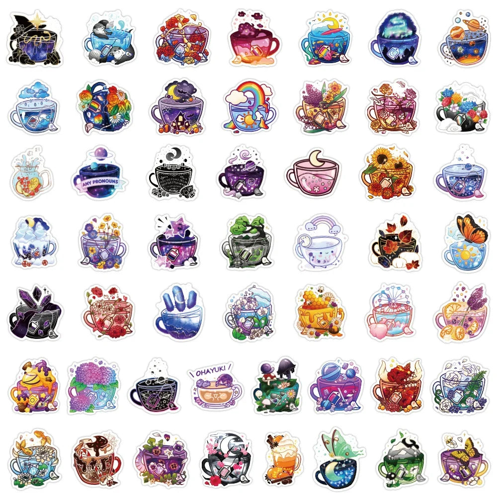 10/30/49pcs Ins Style Cute Flower Drink Cartoon Stickers Aesthetic Decals Laptop Scrapbook Diary Phone Decoration Sticker Toy