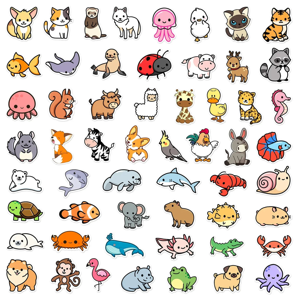 100PCS Cute Mix Animals Graffiti Stickers DIY Laptop Phone Guitar Notebook Suitcase Cup Waterproof Cartoon Sticker Kids Toy