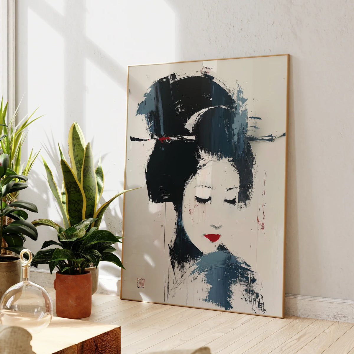 Modern Abstract Geisha Japan Art Painting Colours Print Canvas Poster Picture For Living Room Bedroom Wall Art Home Decor