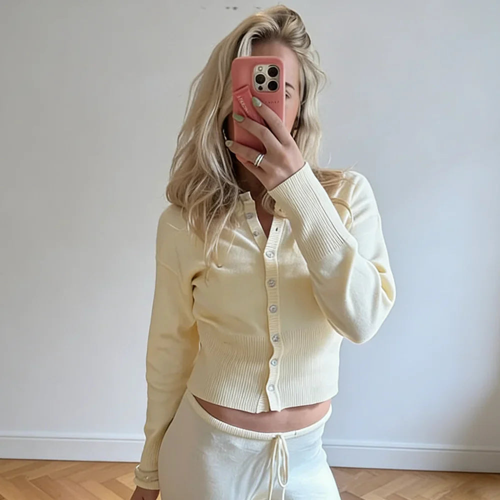Tuularose Autumn Fashion Knitwear Cardigan Top Female Ribbed Patchwork Slim Casual Cropped Inner Top Women Knit Cardigan Outwear