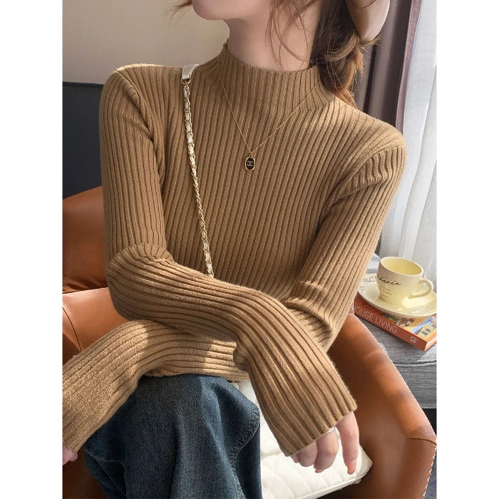 Chic Autumn Winter 2026 Pullovers Women Long Sleeve Casual Turtleneck Warm Basic Sweater Knit Jumpers Solid Color Slim Tops