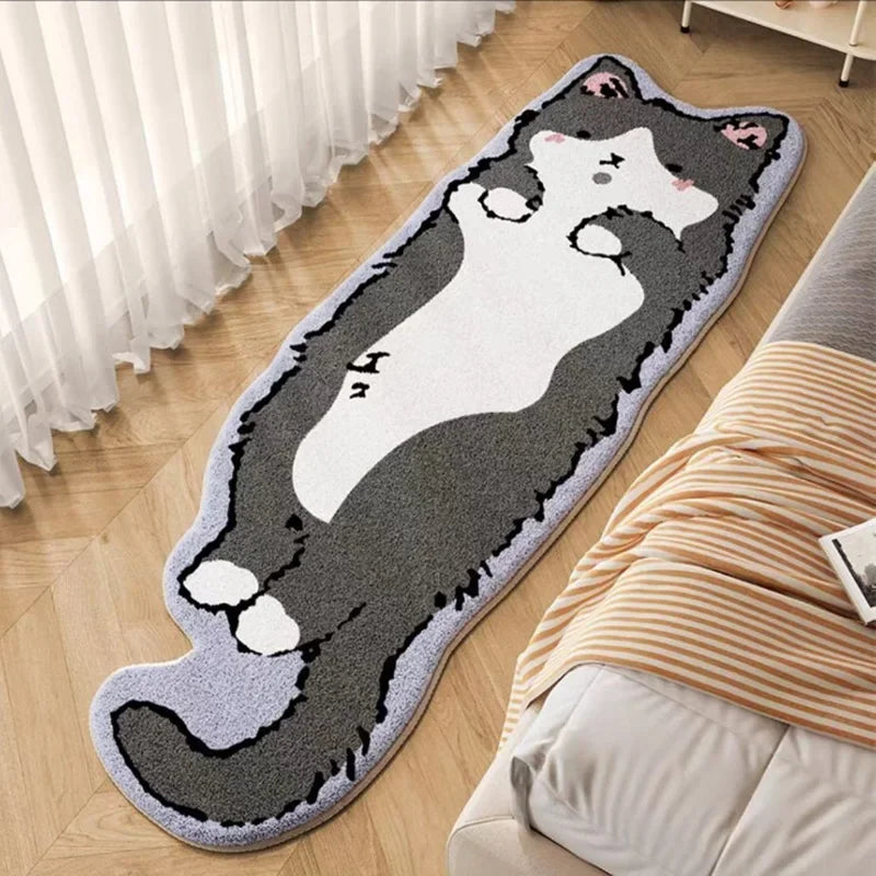 VIKAMA Cartoon Cat Rug - Warm Fuzzy Floor Mat for Living Room, Bedroom, Bedside, Children's Room - Comfortable Home Decor