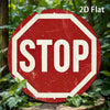 [2D Flat] Vintage Stop Sign Aluminum Wall Art -Round Retro Traffic Symbol Poster, Perfect for Bar, Cafe, Beach House