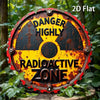 1pc Rustic Radiation Warning Round Aluminum Sign - 2D Flat Nuclear Hazard Metal Wall Art, 