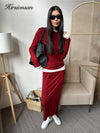 Hirsionsan Modal Soft Loose Sets Women 2026 Casual Two Pieces Long Sleeve T Shirts and High Waist Dresses Outfits Tracksuit