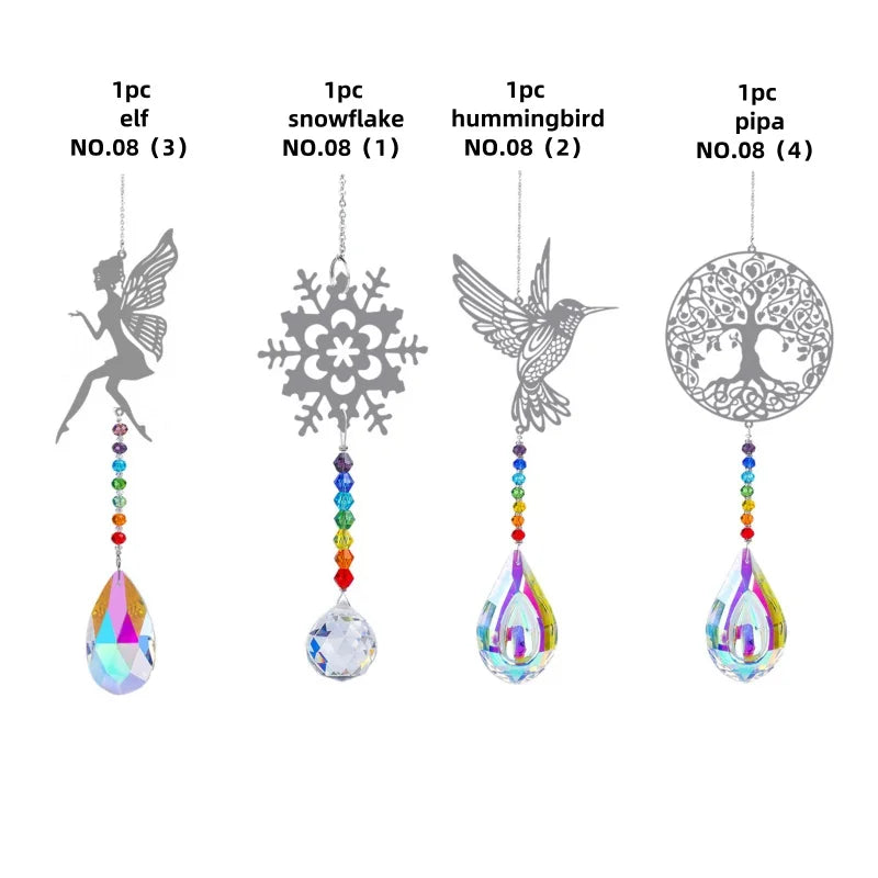 Animal metal sheet butterfly pendant crystal ball prism sun catcher DIY hanging decoration window decoration garden sun catcher