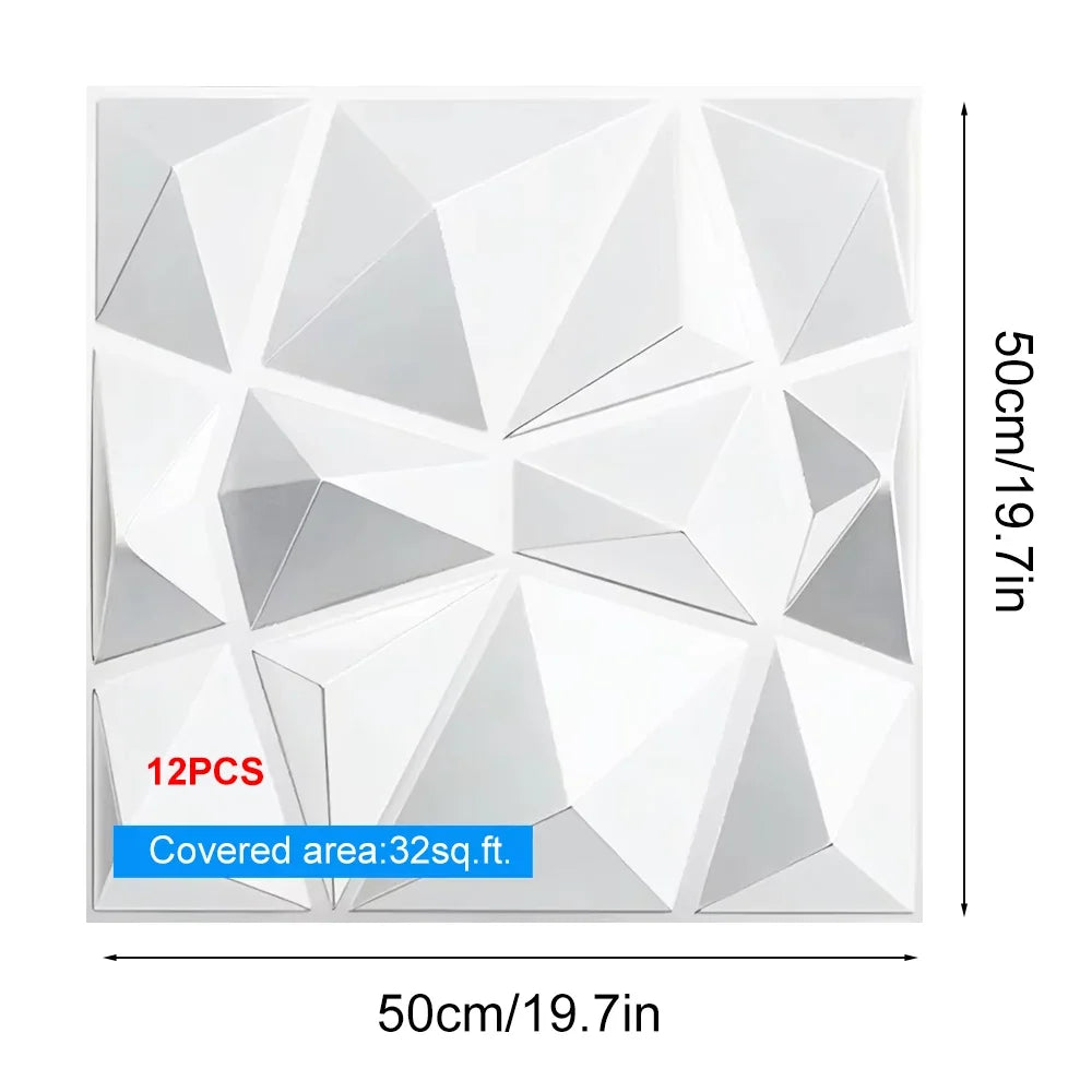 12 Pcs 50x50cm 3D Wallpanel PVC DIY Home Decoration Wallboard For Indoor Wall Living Room TV Decoration Stereo Wall Sticker