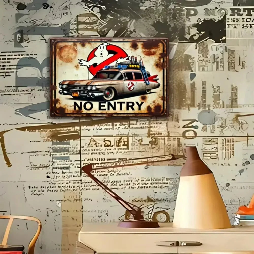 Ghostbusters Retro Metal Wall Art | Iconic Movie Decor for Themed Spaces | Easy to Install & Long-Lasting for Homes