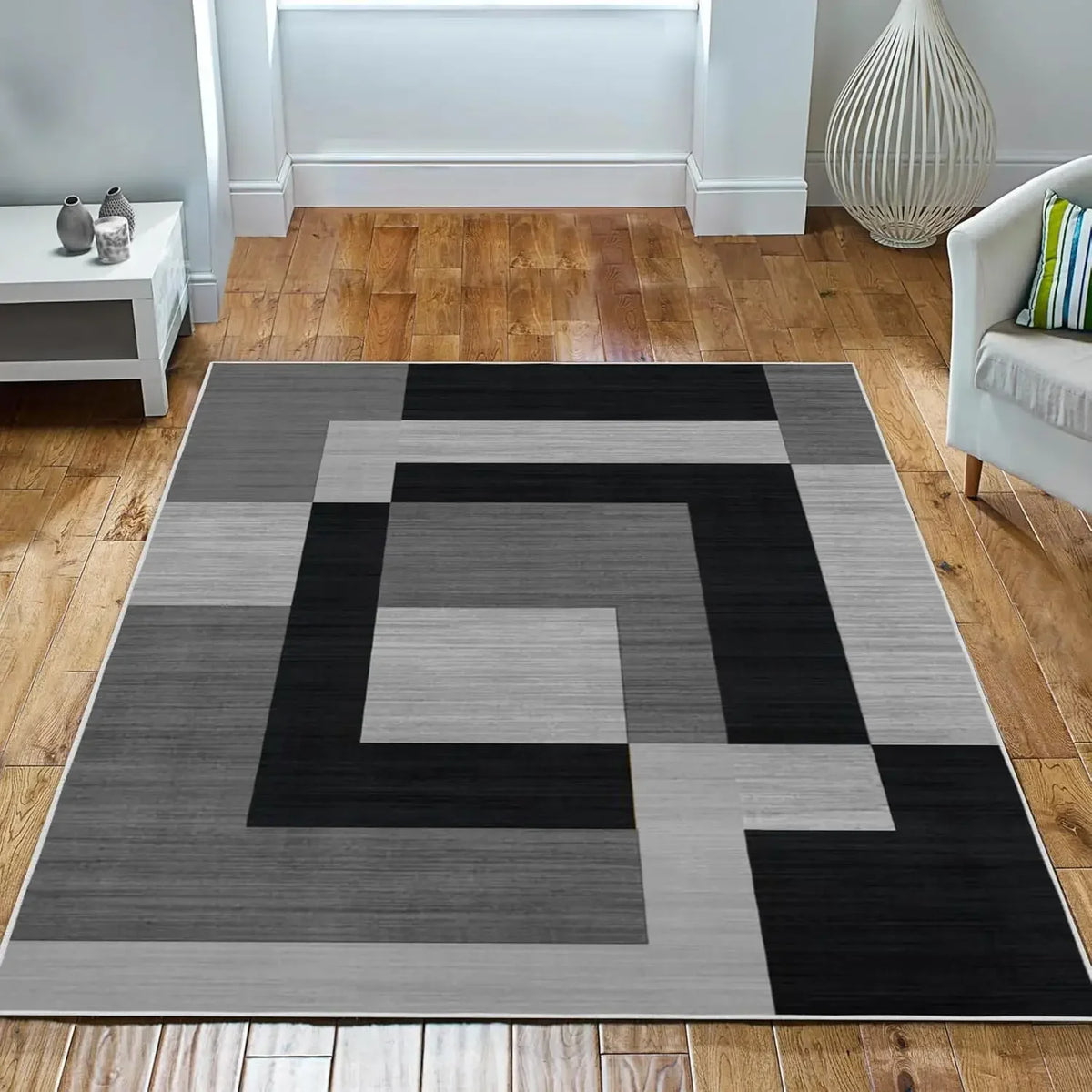 VIKAMA Geometric Style Living Room Carpet, Durable And Slip-Resistant Sofa, Coffee Table Rug, Bedroom Floor Mat, Home Decoration