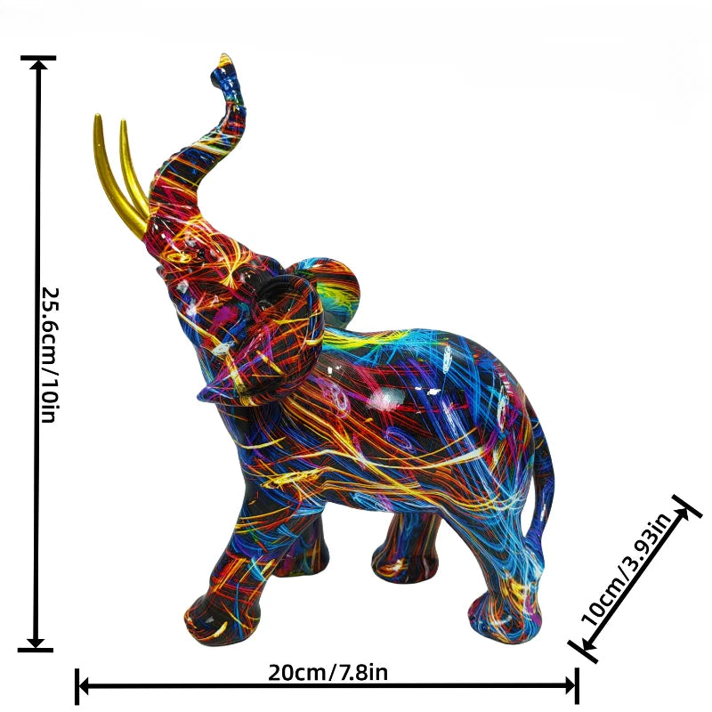 Home Decor Nordic Painting Graffiti Elephant Sculpture Figurine Art Elephant Statue Creative Resin Crafts Decoration Ornaments