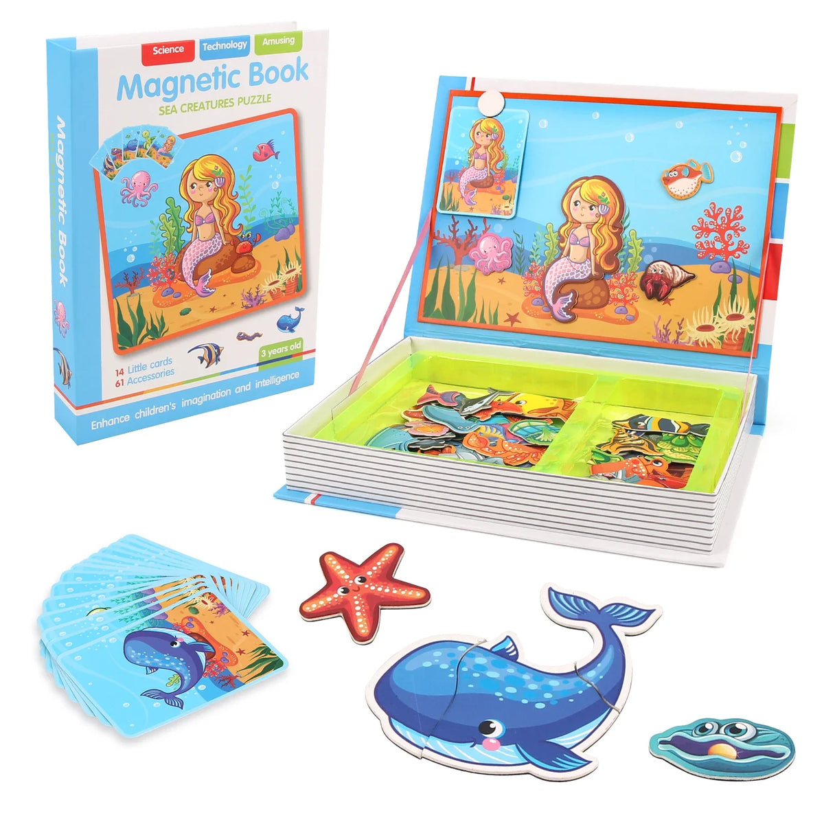 Kids Intelligent 3D Jigsaw Toys Magnetic Puzzle Book Brain Training Games Educational Montessori Toys for Kids Gifts Xmas Toys