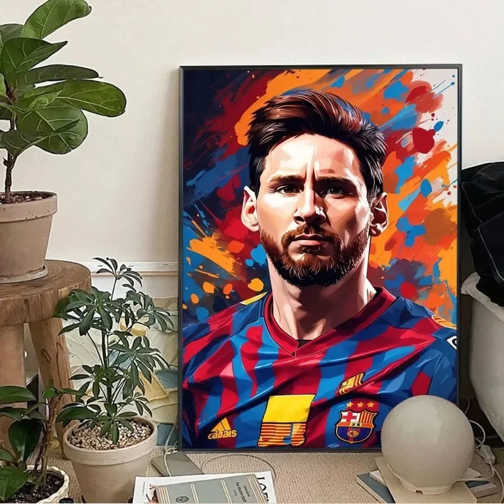Classic, Sports - Rionel Messi - Football, Wall Art, Canvas Print Poster, Home Living Room Bedroom Decor, Stadium Wall Art