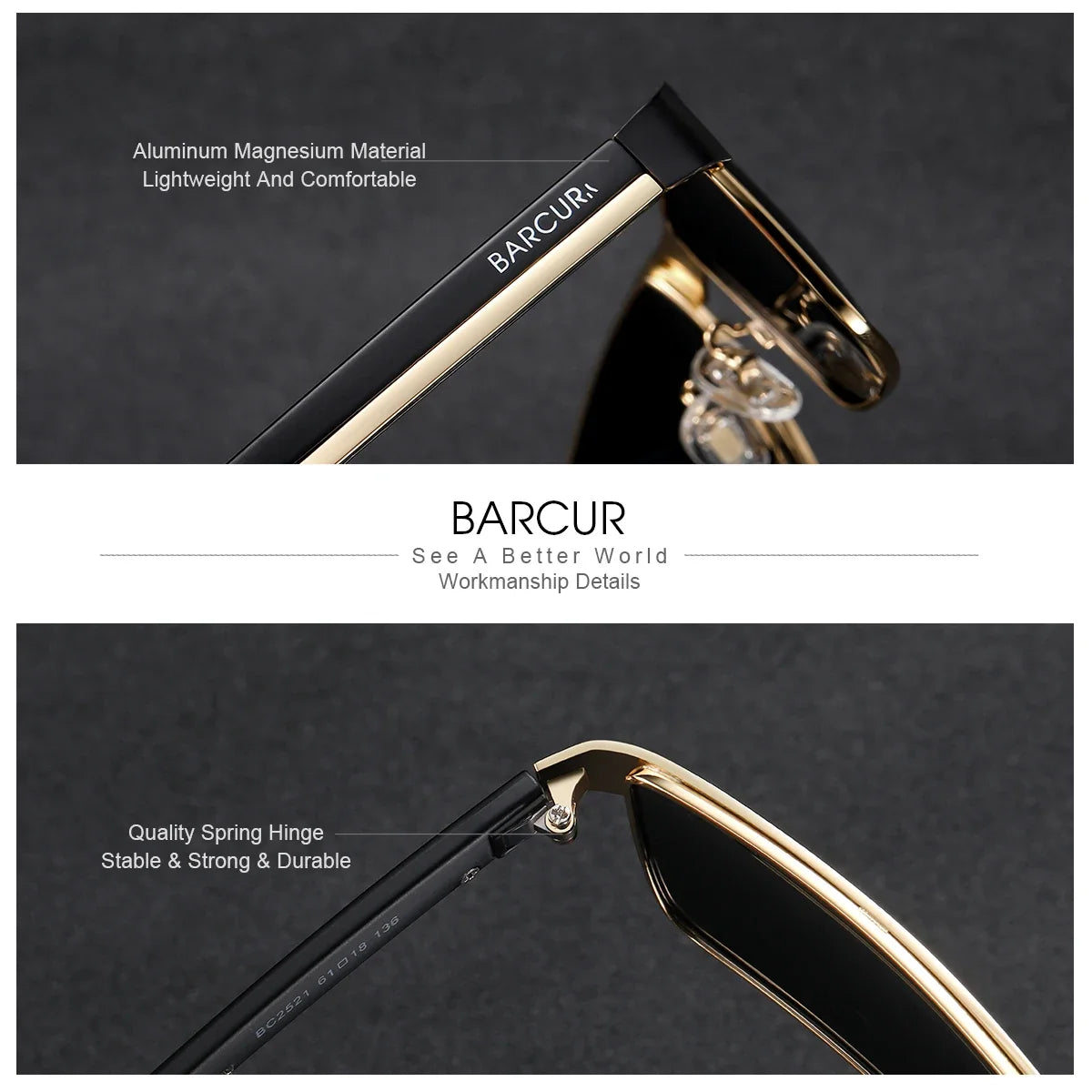 BARCUR Sunglasses Men’s Original Rectangle Fashionable Business Sunglasses – Polarized UV400 Protection for Driving Hiking Sports and Casual Wear – Trendy Fashion Shades Oculos De Sol with Anti-Reflective TAC Lenses