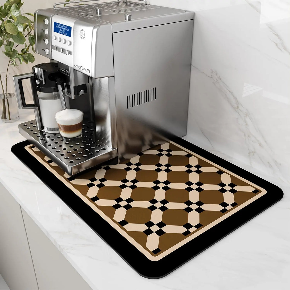 VIKAMA Coffee Machine Mat Rubber Backing Water-Absorbent Dish Drying Pad Kitchen Worktop Drainage Mat Home Decor