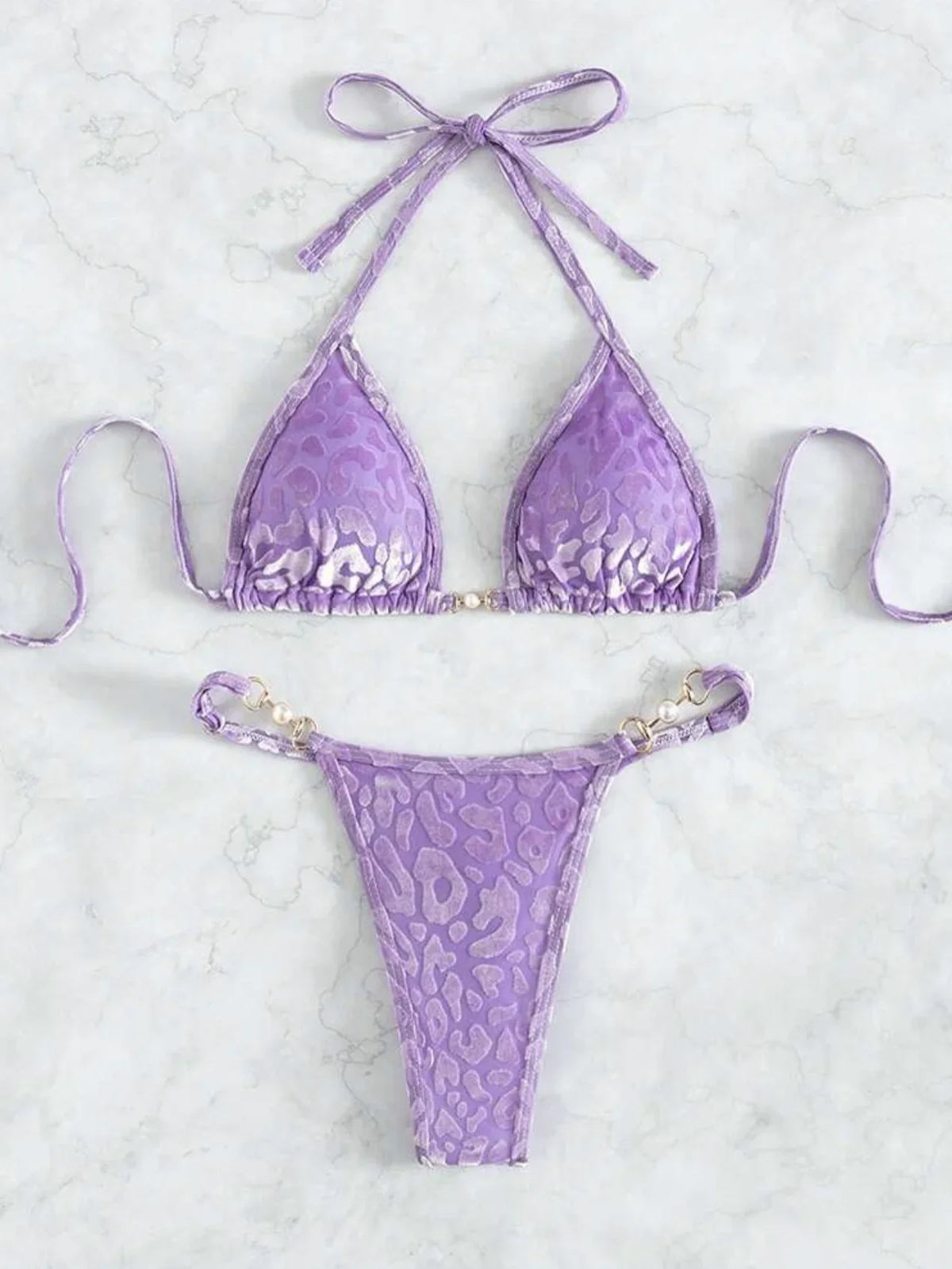Shiny Pink Micro Bikini 2026 Mujer Women Sexy PU Pearls Push Up Thong Swimsuit Summer Bathing Suit Bandage Holiday Swimwear