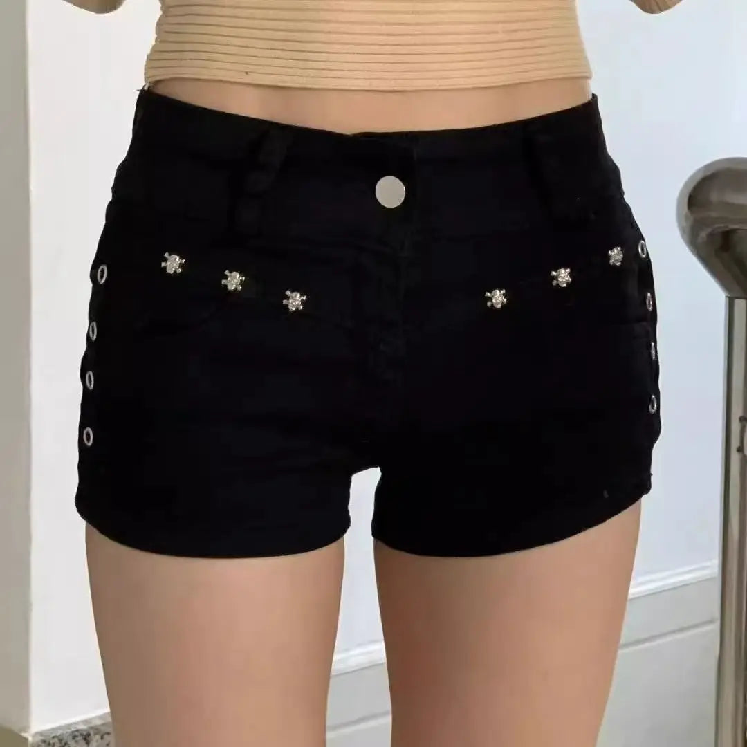 Shorts Women Skinny Creativity Lace-up Popular Streetwear Daily Personality Students Holiday Fashion Sexy American Retro Leisure