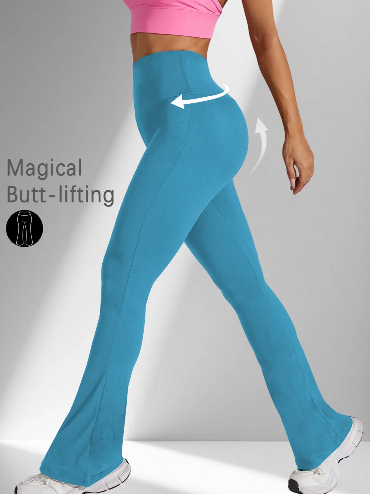 Women's Super Soft Flare Pants High Waisted Tummy Control Workout Yoga Push Up Gym Fitness Long Leggings Bell Bottoms